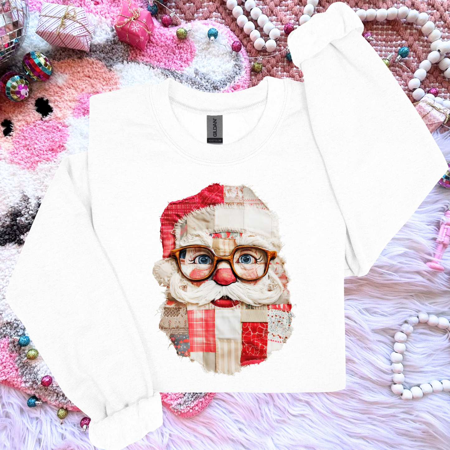PATCHWORK SANTA-ADULT-GILDAN BRAND--PRE ORDER