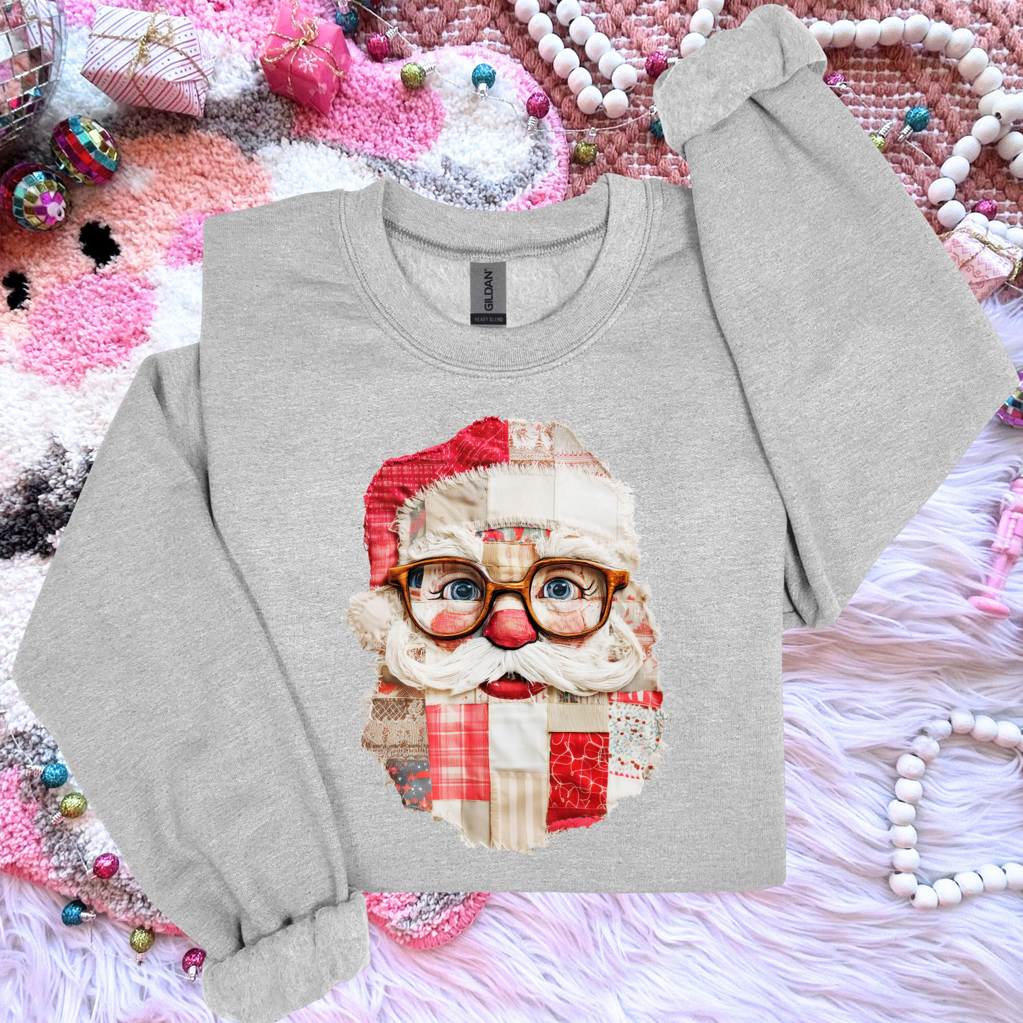 PATCHWORK SANTA-ADULT-GILDAN BRAND--PRE ORDER