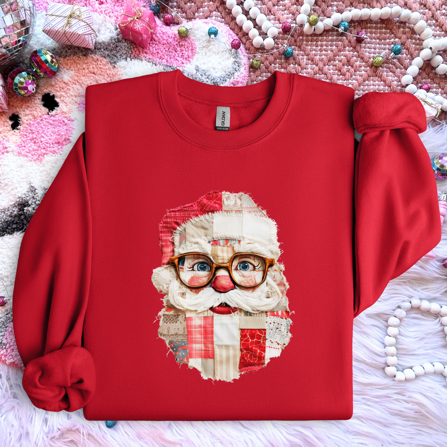 PATCHWORK SANTA-ADULT-GILDAN BRAND--PRE ORDER