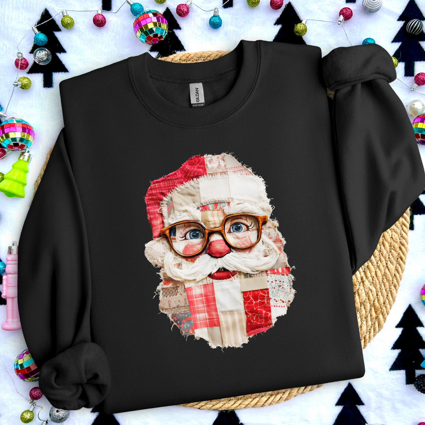 PATCHWORK SANTA-ADULT-GILDAN BRAND--PRE ORDER