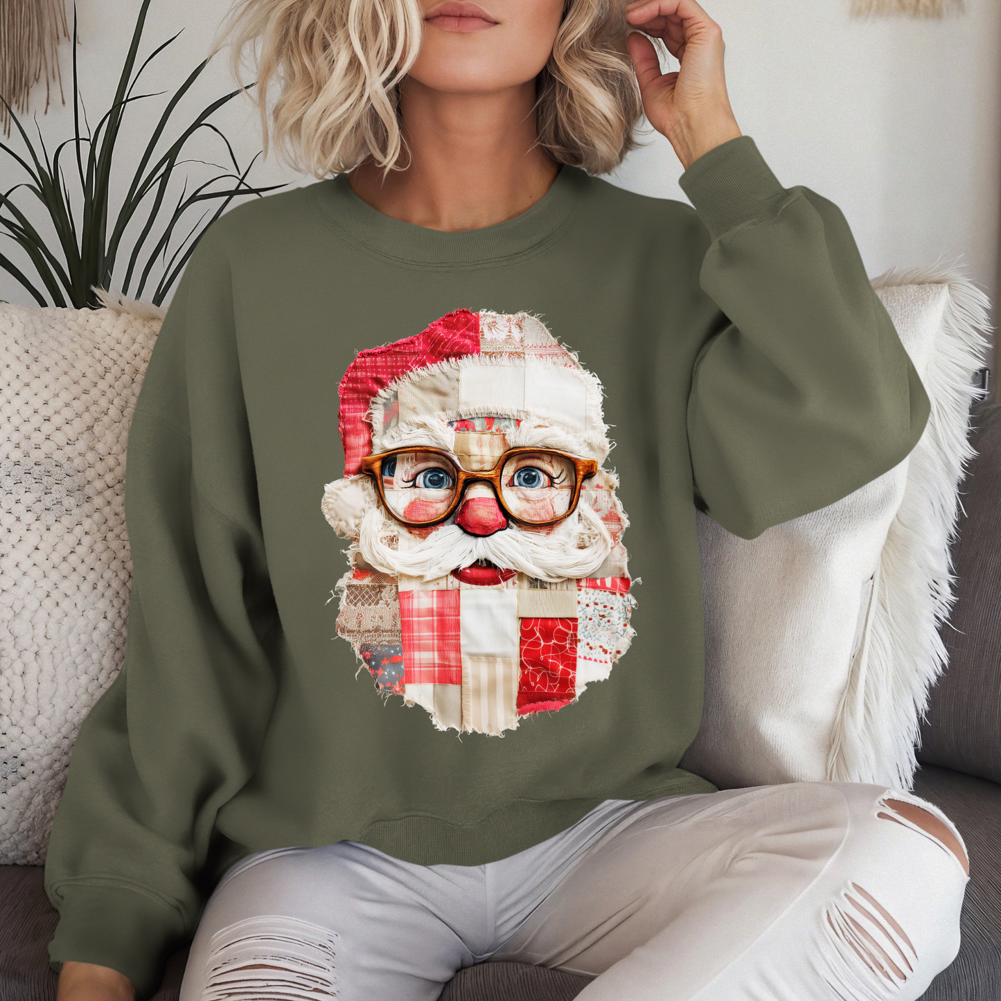 PATCHWORK SANTA-ADULT-GILDAN BRAND--PRE ORDER