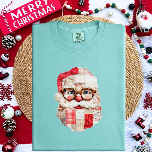 PATCHWORK SANTA--COMFORT COLORS SHORT SLEEVE--PRE ORDER