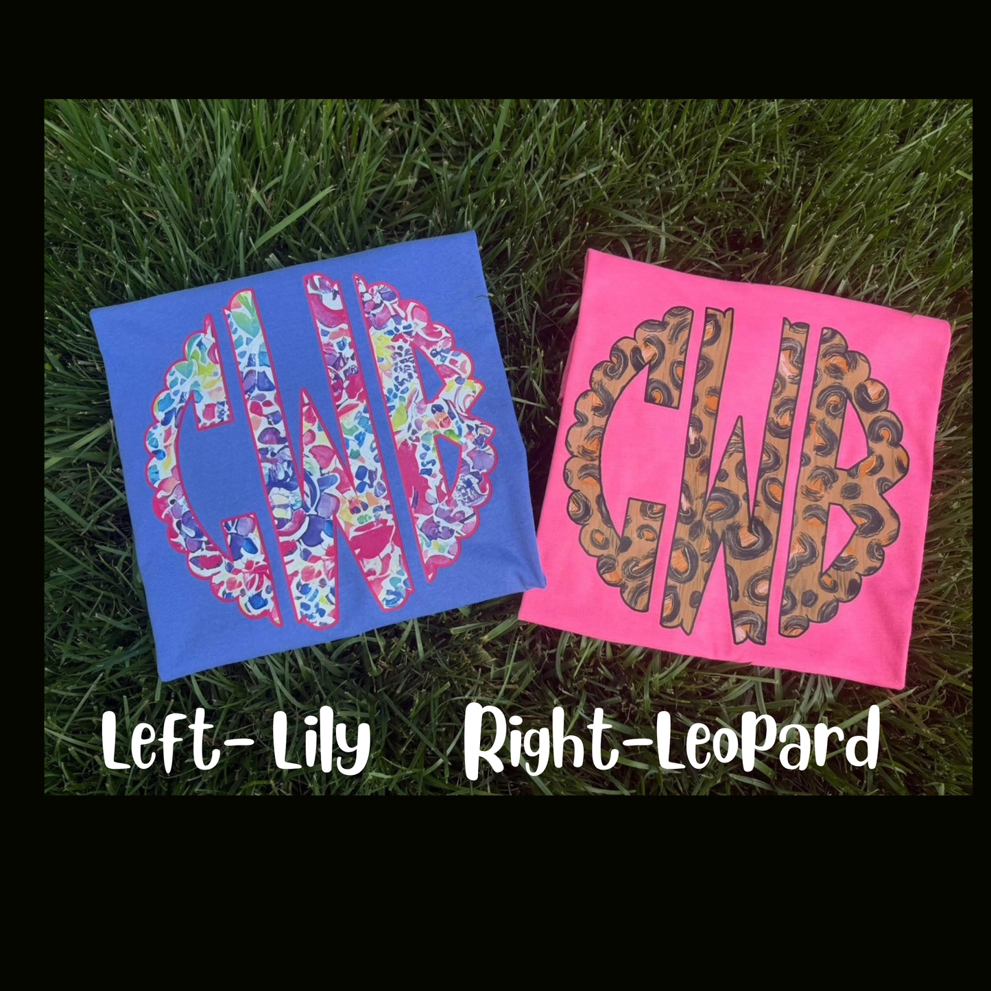 COMFORT COLORS SHORT SLEEVE--PRINTED MONOGRAMS