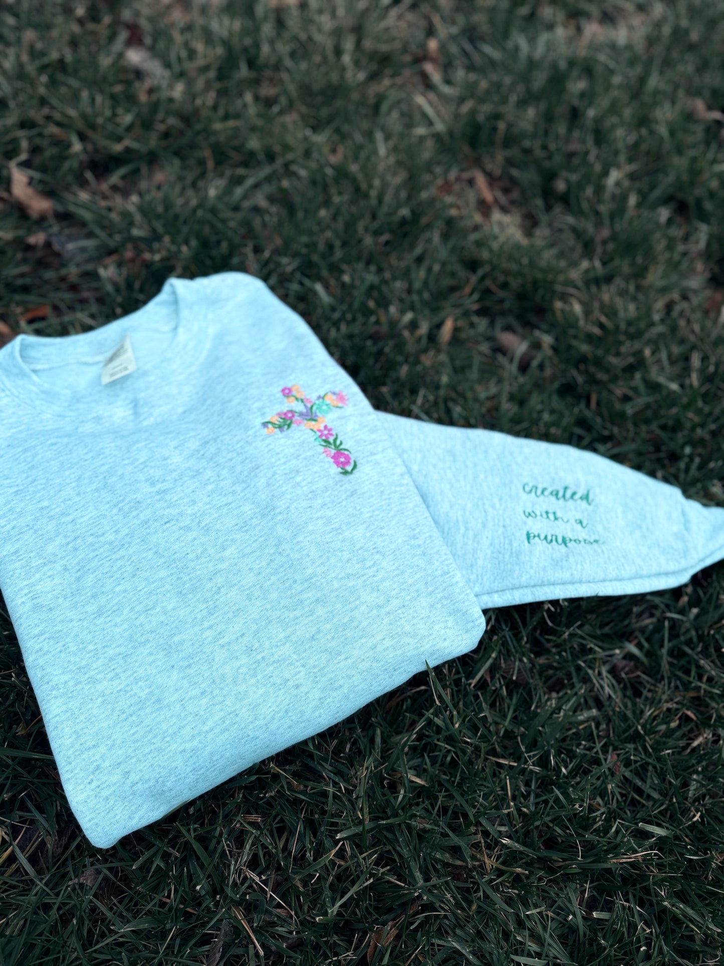 Embroidered Floral Cross Sweatshirt