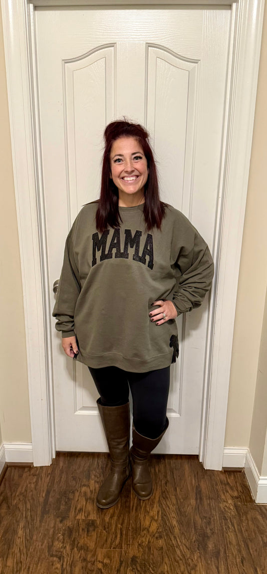 MAMA APPLIQUED CREWNECK SWEATSHIRT