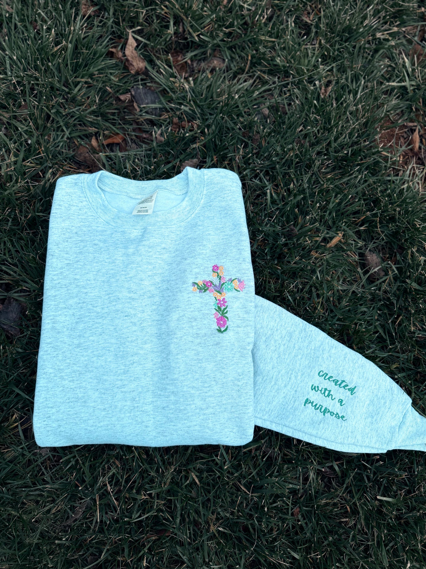 Embroidered Floral Cross Sweatshirt