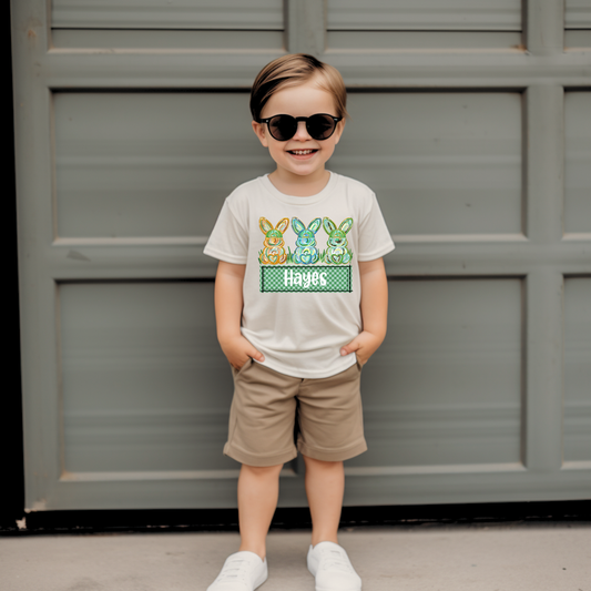 Personalized Boy Bunny Trio